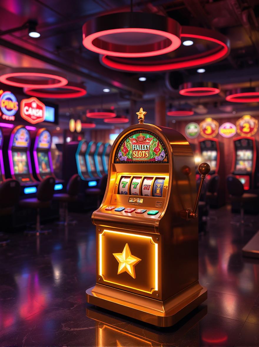 Golden slot machine representing online casino game quality